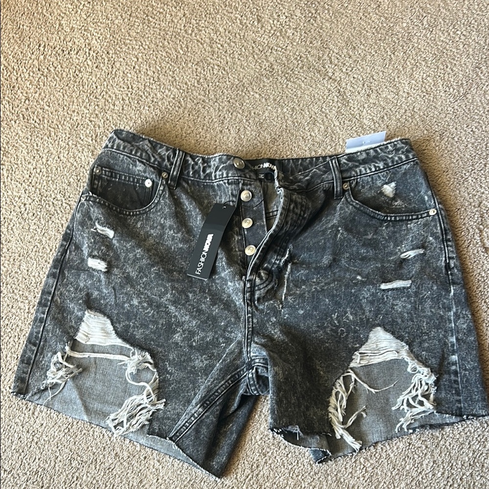 Fashion Nova Black Distressed Jean Shorts